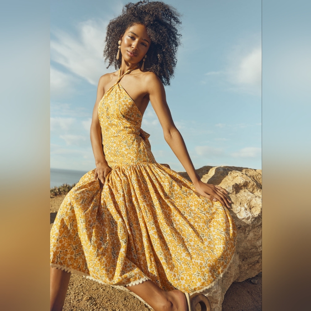 Eddy Krystal Midi Dress Ivory/ Clementine Floral